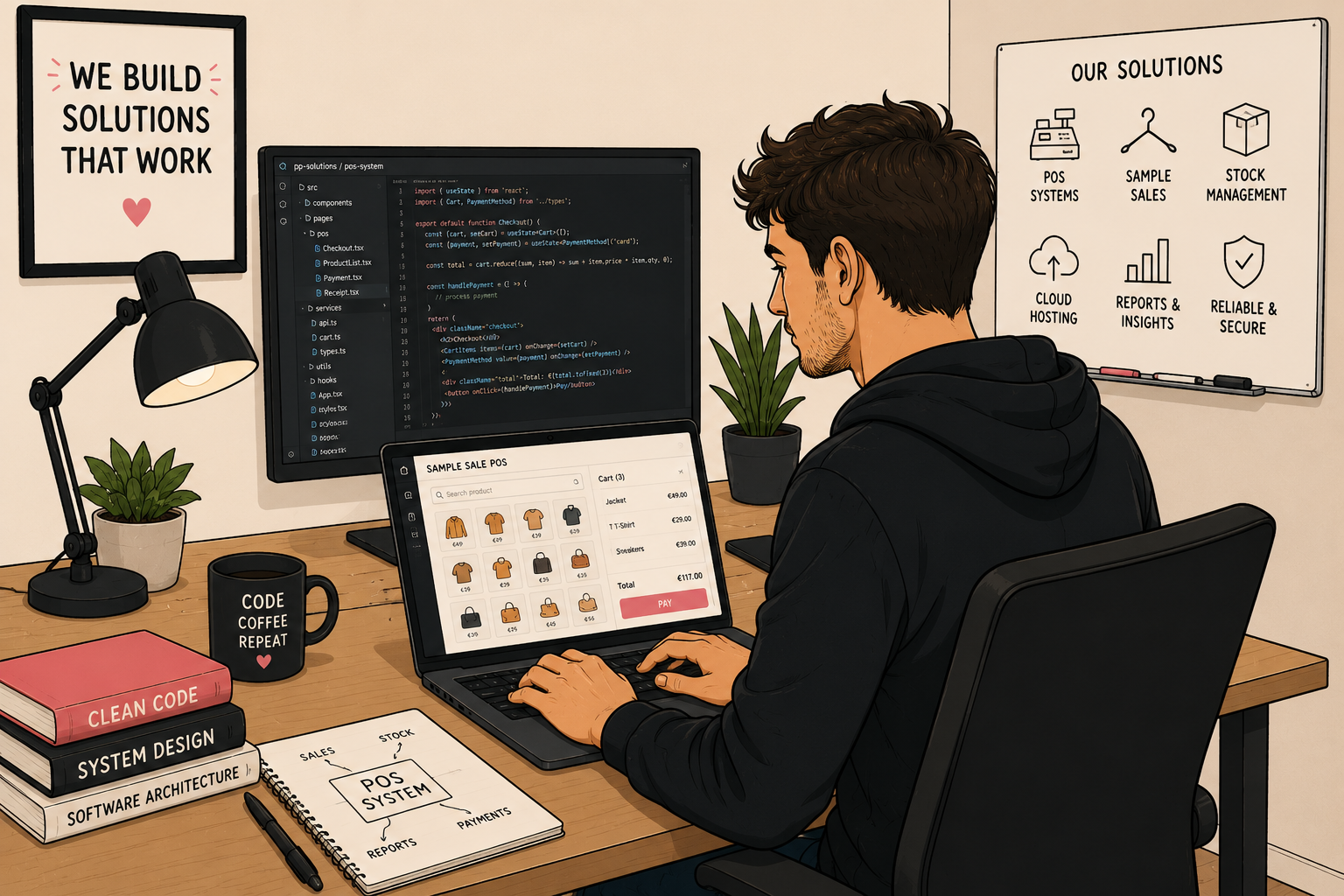 Programmeur ontwikkelt kassasoftware